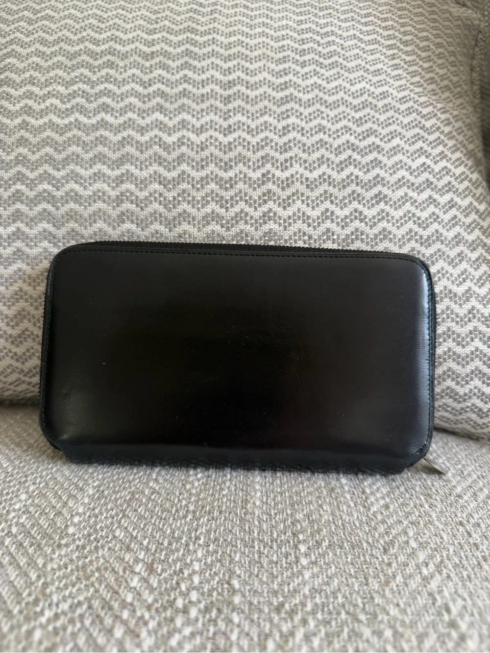 Cartier Panthère Black Leather Zip Around Long Wallet Silver Panthère Hardware